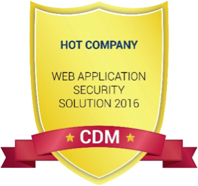 yellow badge presenting award for cyber defense magazine 2016 hot company 