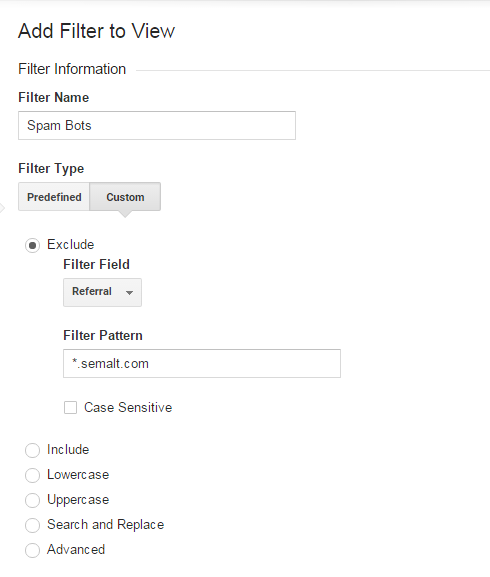 screen capture of Google analytics with instructions of how to filter traffic