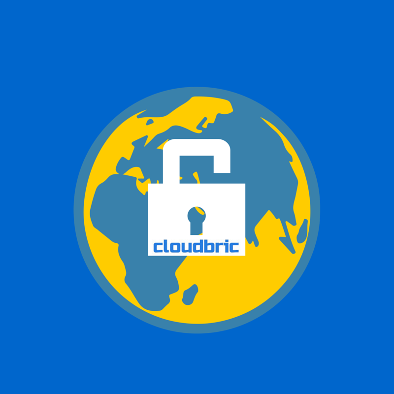 Cloudbric logo with a padlock that is representing protection in a global online world