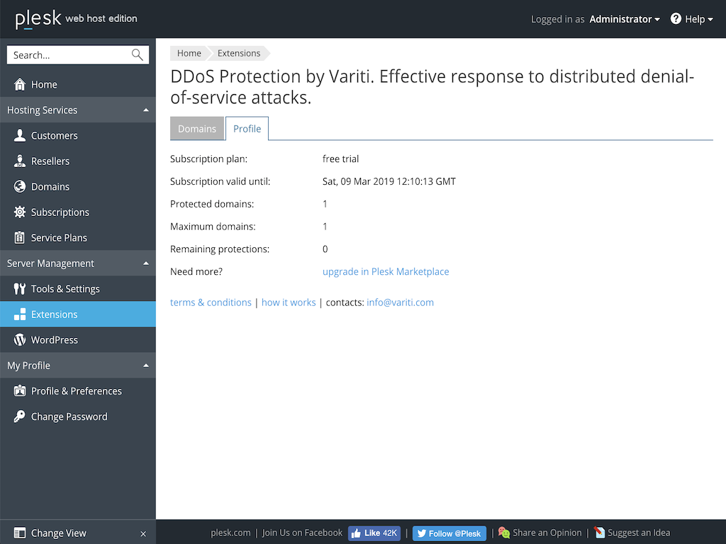 Variti DDoS security extension