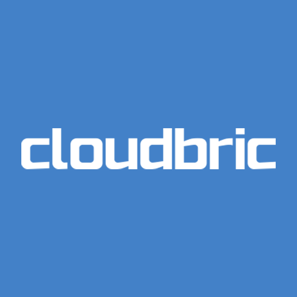 Cloudbric logo in a blue background with white text