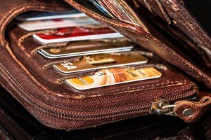 Credit cards are stored in a wallet. 