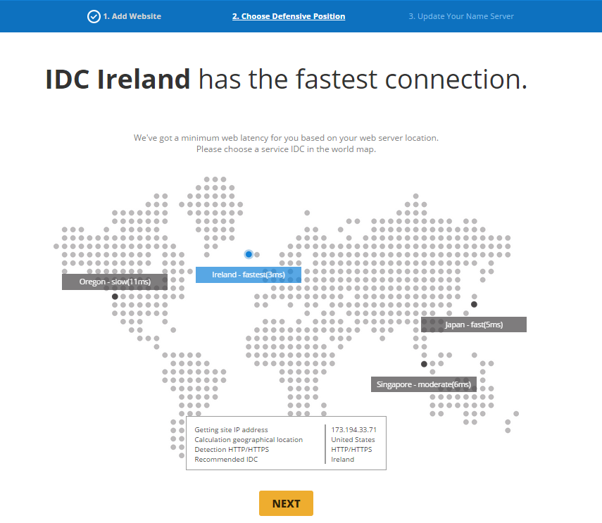 Global map listing all of the servers that can help connect computers to Cloudbric services