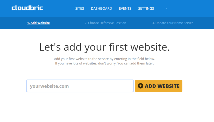 Cloudbric homepage where you insert your website url to get started with Cloudbric protection